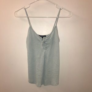 Pale Teal Lace Up Tank Top
